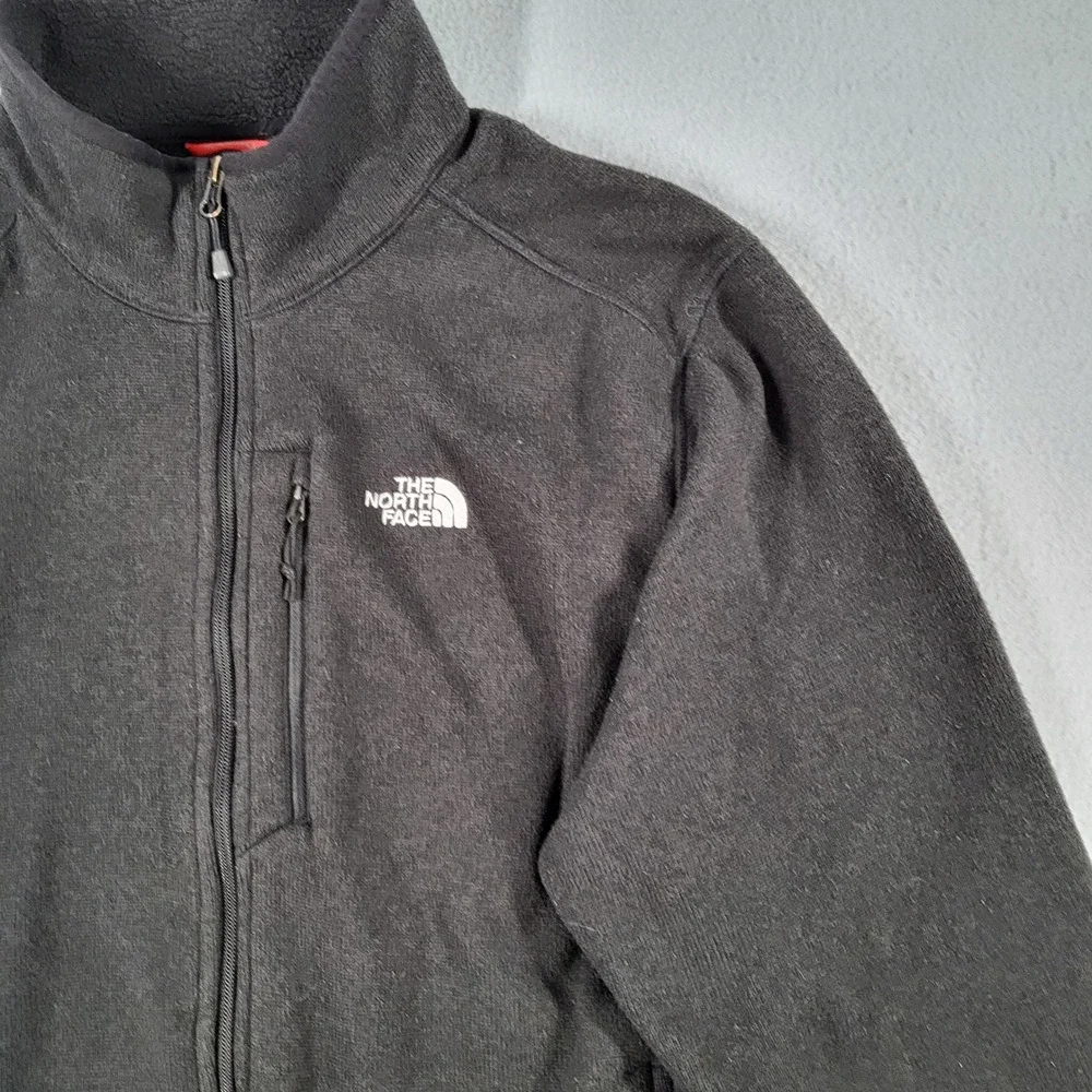 The North Face Fleece Jacket Men's XL Charcoal Gray Full Zip Logo Pocket Outdoor